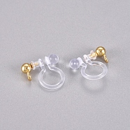 304 Stainless Steel and Plastic Clip-on Earring Findings, Real 18k Gold Plated, 11x11x3mm, Hole: 1.8mm(STAS-G225-27G)