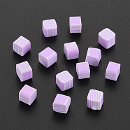 Handmade Polymer Clay Beads, No Hole, Cube, Plum, 5~5.5x5~5.5x4~5mm, about 5500pcs/1000g(CLAY-N006-93H)