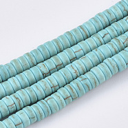 Synthetic Turquoise Beads Strands, Dyed, Heishi Beads, Flat Round/Disc, Dark Turquoise, 4x2mm, Hole: 1mm, about 179pcs/strand, 15.3 inch(TURQ-S282-22C)