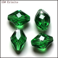 Imitation Austrian Crystal Beads, Grade AAA, Faceted, Bicone, Green, 8x11mm, Hole: 0.9~1mm(SWAR-F054-11x8mm-15)