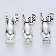 Tibetan Style Alloy Pendants, Cadmium Free & Lead Free, Goblet, Antique Silver, 27x11.5x4.5mm, Hole: 2mm(X-TIBE-R316-103AS-RS)