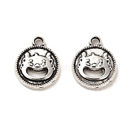 Tibetan Style Alloy Charmss, Cadmium Free & Lead Free, Flat Round with Dragon, Antique Silver, 13x10.5x2mm, Hole: 1.6mm, about 1724pcs/1000g(FIND-C043-037AS)
