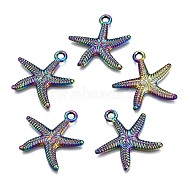 Alloy Pendants, Cadmium Free & Nickel Free & Lead Free, Starfish, Rainbow Color, 24.5x25x2mm, Hole: 2mm(PALLOY-N163-030-NR)