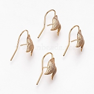 Brass Earring Hooks, Real 18K Gold Plated, 23x10mm, Pin: 0.8mm(X-KK-R058-147G)