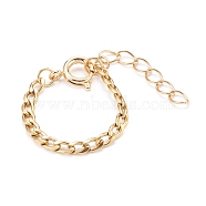 Adjustable 304 Stainless Steel Curb Chain Finger Rings, with Brass Spring Ring Clasps, Golden, US Size 6 1/4(16.7mm)(RJEW-JR00335)