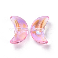 Transparent Electroplate Glass Beads, AB Color Plated, Moon, Pearl Pink, 14x9x6.5mm, Hole: 1.2mm(GLAA-F122-01A)