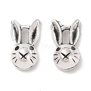 Tibetan Style Zinc Alloy Bunny Pendants, Lead Free & Cadmium Free, Rabbit Charms, Antique Silver, 13.6x7.7x5mm, Hole: 2mm(X-TIBEP-R334-037AS-RS)