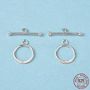 925 Sterling Silver Toggle Clasps, Ring: 16x12mm, Bar: 21x6mm, Hole: 2mm(STER-A008-37)