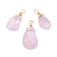 Natural Ametrine Pendants, with Real 18K Gold Plated Eco-Friendly Copper Wire, Nuggets, 21~27x9~13x4.5~6mm, Hole: 3mm(PALLOY-JF01048-02)