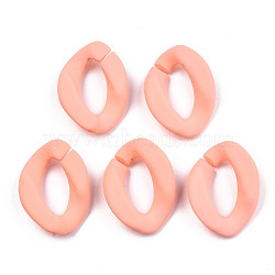Opaque Spray Painted Acrylic Linking Rings, Quick Link Connectors, for Curb Chains Making, Twist, Light Salmon, 23x17x4.5mm, Inner Diameter: 13.5x7mm(OACR-S036-001A-I13)
