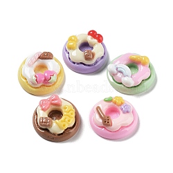 Opaque Resin Imitation Food Decoden Cabochons, Donut, Mixed Color, 19.5x8mm(RESI-G084-05)