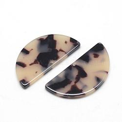 Cellulose Acetate(Resin) Semi Circle Pendants, Half Round, Antique White, 37x18x2.5mm, Hole: 1.5mm(KY-S111B-A304)