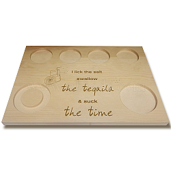Wooden Wine Serving Tray, Rectangle, Drink Pattern, 180x250x12.5mm(AJEW-WH0269-007)