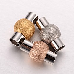 Textured 304 Stainless Steel Column Magnetic Clasps with Glue-in Ends, Mixed Color, 20x12mm, Hole: 6mm(STAS-I045-11)