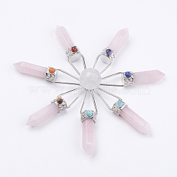 Mixed Stone Chakra Decorations, with Rose Quartz and Brass Findings, 115x18mm(G-F515-02C)