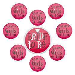 Gorgecraft 16Pcs 8 Style Tinplate Badge Sets, for Bride of Wedding, Flat Round with Word, Mixed Color, 40x5mm, 76x6mm, 2pc/style(JEWB-GF0001-16)
