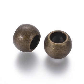 Tibetan Style European Beads, Large Hole Beads, Lead Free and Cadmium Free and Nickel Free, Round, Antique Bronze, 8.5mm long, 11.5mm wide, hole: 6.5mm