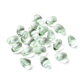 Transparent Glass Beads, Top Drilled Beads, Teardrop, Light Green, 9x6x5mm, Hole: 1mm