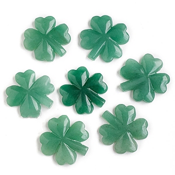 Natural Green Aventurine Carved Healing Clover Figurines, Reiki Energy Stone Display Decorations, 45x45mm