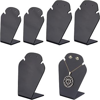 Acrylic Necklace and Earring Displays, Black, 4.6~6.75x2.6~3.6x6.7~8.75cm, 1pc/size