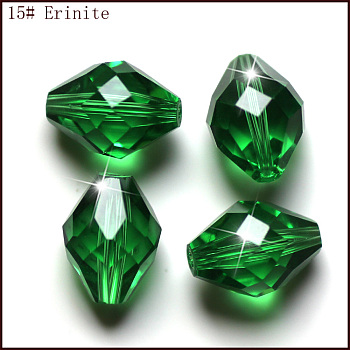 Imitation Austrian Crystal Beads, Grade AAA, Faceted, Bicone, Green, 8x11mm, Hole: 0.9~1mm