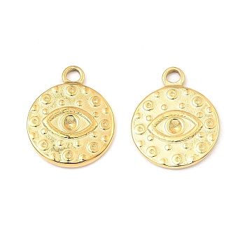 304 Stainless Steel Pendants Rhinestone Settings, Flat Round with Eye, Real 18K Gold Plated, Fit For 2mm Rhinestone, 18.5x15x2mm, Hole: 2mm