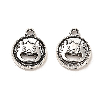 Tibetan Style Alloy Charmss, Cadmium Free & Lead Free, Flat Round with Dragon, Antique Silver, 13x10.5x2mm, Hole: 1.6mm, about 1724pcs/1000g