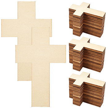 100Pcs Unfinished Wood Cutouts, Cross, Religion Theme, Cornsilk, 11x7x0.25cm