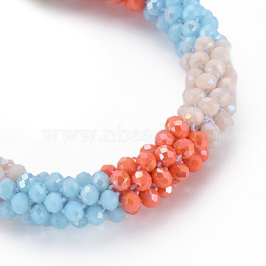 Crochet Glass Beads Braided Stretch Bracelet(BJEW-T016-08F)-2