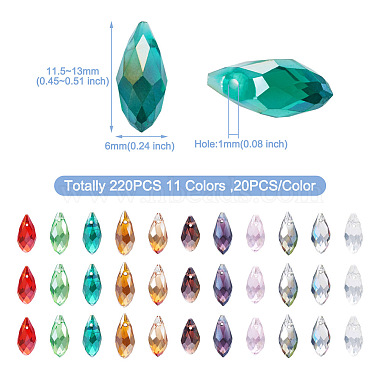 220Pcs 11 Colors Electroplate Glass Faceted Teardrop Beads Strands(EGLA-CD0001-09)-3