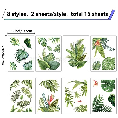 16 feuilles 8 styles autocollants muraux imperméables en pvc(DIY-WH0345-158)-2