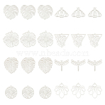 80Pcs 8 Style 201 Stainless Steel Filigree Pendants, Etched Metal Embellishments, Mixed Shapes, Stainless Steel Color, 21.5x27x0.3mm, Hole: 1.2mm, 10pcs/style(STAS-DC0014-73)