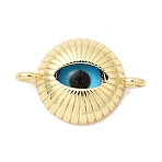 Brass with Resin Blue Evil Eye Links Connector Charms, Long-Lasting Plated, Rack Plating, Lead Free & Cadmium Free, Real 18K Gold Plated, 17.5x12x5mm, Hole: 1.6mm(KK-H529-38B-G)