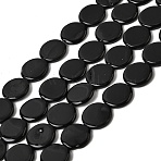 Natural Freshwater Shell Beads Strands, Spray Painted, Flat Round, Black, 12.5~13.5x2.5~3mm, Hole: 0.5mm, about 29~31pcs/strand, 14.45~15.75''(36.7~40cm)(SHEL-A006-01C)