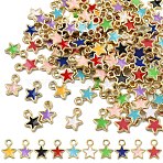 150Pcs Eco-friendly Alloy Enamel Star Charms, Mixed Color, 9x7x1mm, Hole: 1.5mm(ENAM-YW0005-87)
