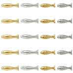20Pcs 4 Styles 304 Stainless Steel Beads, Ion Plating(IP), Fish, Golden & Stainless Steel Color, 14.5~16.5x4.5~5x4~4.5mm, Hole: 1mm, 5pcs/style(STAS-YW0003-34)