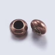 Brass Beads, Rondelle, Red Copper, 6x3mm, Hole: 3mm(KK-K197-32R)