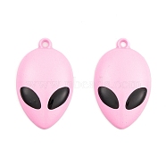 Spray Painted Alloy Pendants, Extra-terrestrial, Pearl Pink, 33x20x5mm, Hole: 2mm(FIND-A040-06-03)
