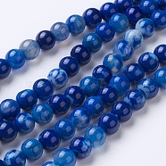 Natural Agate Beads Strands, Dyed & Heated, Grade A, Round, Blue, 10mm, Hole: 1.2mm, about 38~41pcs/strand, 14.9 inch(38cm)(G-G754-07-10mm)