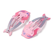 Baking Painted Iron Snap Hair Clips, for Children's Day, Mermaid, Deep Pink, 54x23x2mm(PHAR-B0002-27C)