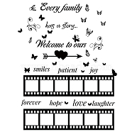 PVC Wall Stickers, Rectangle with Butterfly & Word Pattern, for Home Living Room Bedroom Decoration, Black, 200x290mm, 4pcs/set(DIY-WH0268-021)