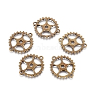 Cadmium Free & Nickel Free & Lead Free Antique Bronze Tibetan Style Flat Round Links connectors, 28x25x2mm, Hole: 2mm(X-TIBEB-AB5010-AB-FF)