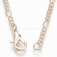 Brass Coated Iron Figaro Chain Necklace Making, with Lobster Claw Clasps, Rose Gold, 32 inch(81.5cm)(X-MAK-T006-03RG)
