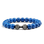 Blue turquoise alloy dumbbell jewelry bracelet for men's high-end and versatile accessories(GK5142-12)