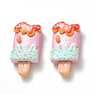 Resin Cabochons, Ice Lolly, Imitation Food, Pink, 27x13x6mm(X-CRES-N024-05)