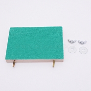 Wooden Grinding Board, Bird Perch Stand Platform, with Stainless Steel Findings, for Pet Parrot Hamster Squirrel Claw Mouth Grinding, Rectangle, Light Sea Green, 130x90x16mm(AJEW-WH0162-18)