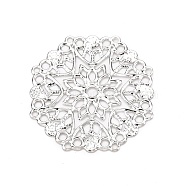 Iron Filigree Joiners Links, Etched Metal Embellishments, Flower, Platinum, 33x33x0.5mm, Hole: 1.5~2.5mm(IFIN-N011-04P)