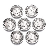 Alloy Links Connectors, Flat Round with Moon, Cadmium Free & Nickel Free & Lead Free, Thailand Sterling Silver Plated, 22x2mm, Hole: 1.6mm(PALLOY-R113-18TAS-NR)