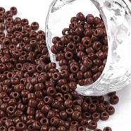 Glass Seed Beads, Opaque Colours Seed, Small Craft Beads for DIY Jewelry Making, Round, Coconut Brown, 3mm, Hole:1mm, about 10000pcs/pound(SEED-A010-3mm-46)