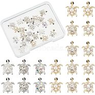 24Pcs 6 Styles Tortoise Zinc Alloy Cabochons, with Rhinestone & Plastic Pearl, Nail Art Decoration Accessories for Women, Cadmium Free & Lead Free, Platinum & Light Gold, 4pcs/style(MRMJ-OC0002-86)